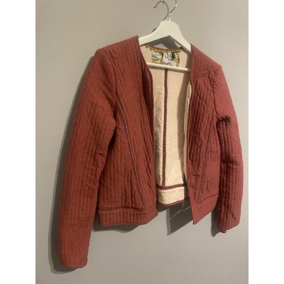 ANTHROPOLOGIE Akemi & Kin Quilted Embroidered Trim Cardigan Jacket Small - Picture 2 of 6